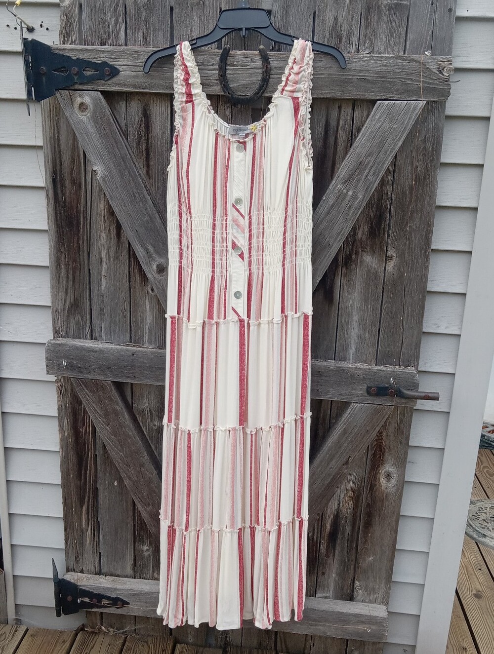 NWT Figueroa and Flower Striped Tiered Maxi Dress, L